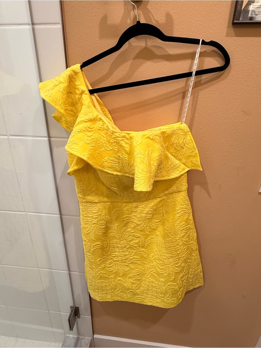 Lilly Pulitzer One-Shoulder Ruffle Yellow Mini Dress - Picture 4 of 7